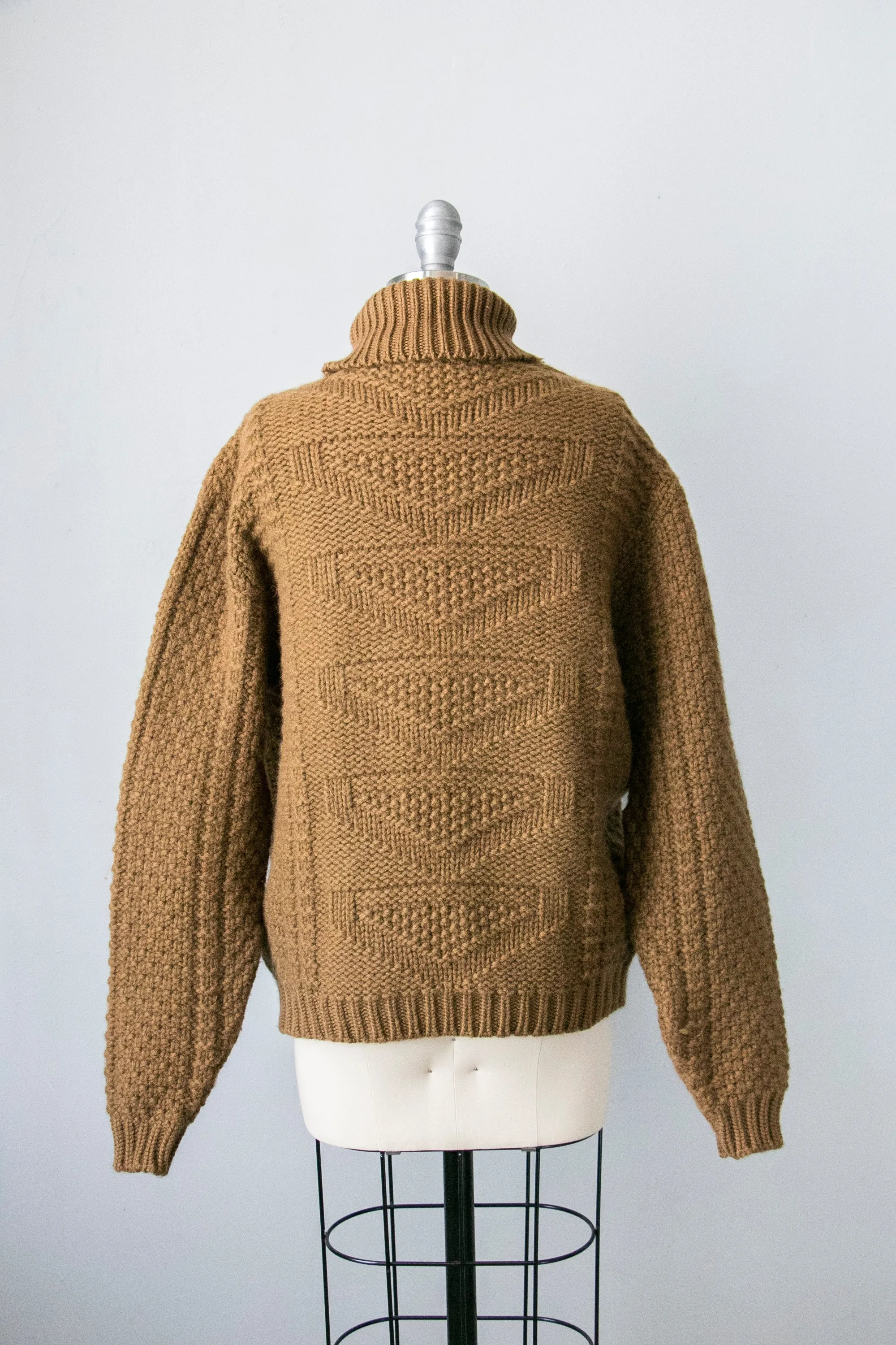 1970s Sweater Wool Knit Turtleneck M