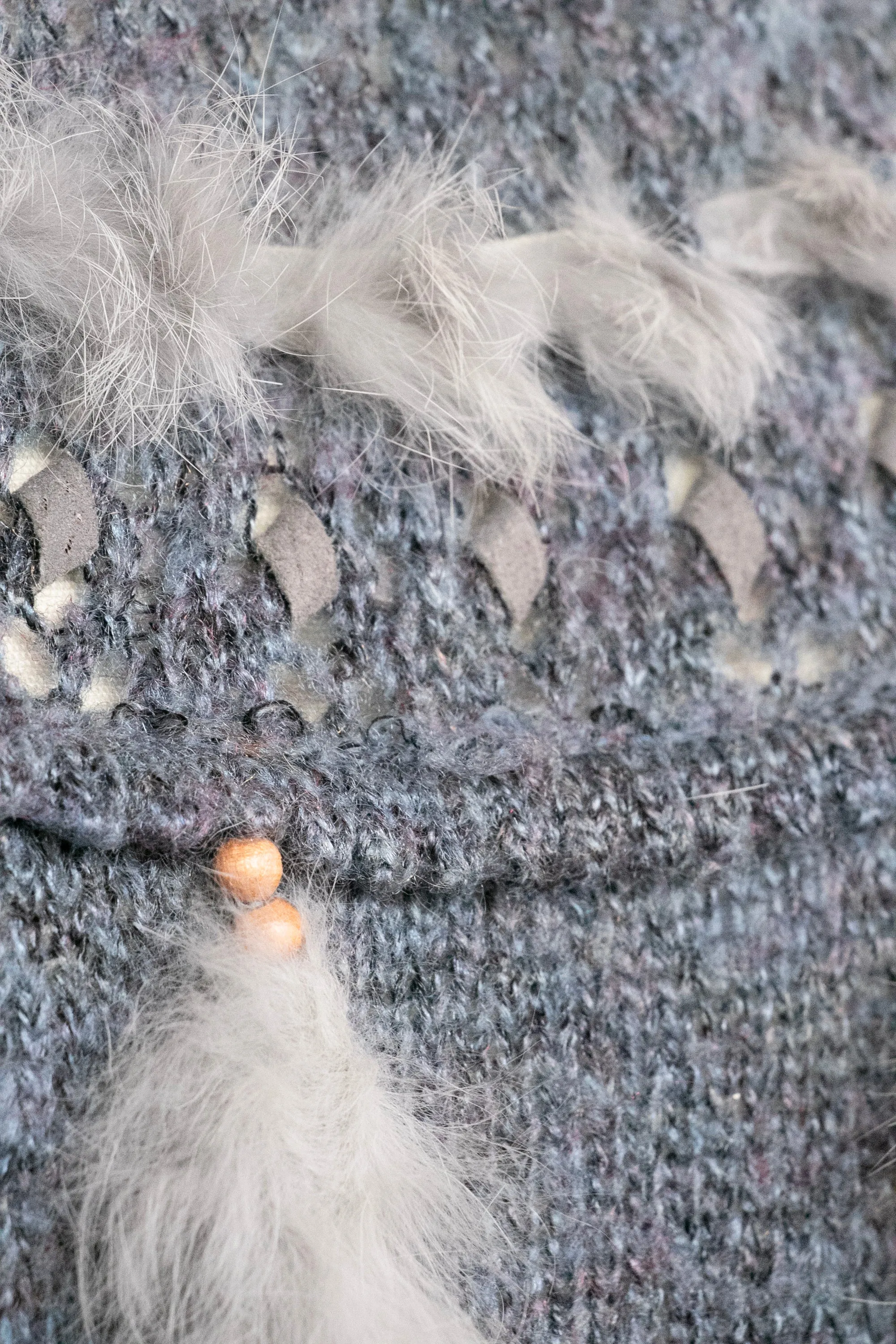 1980s Sweater Rabbit Trimmed Cropped Knit S