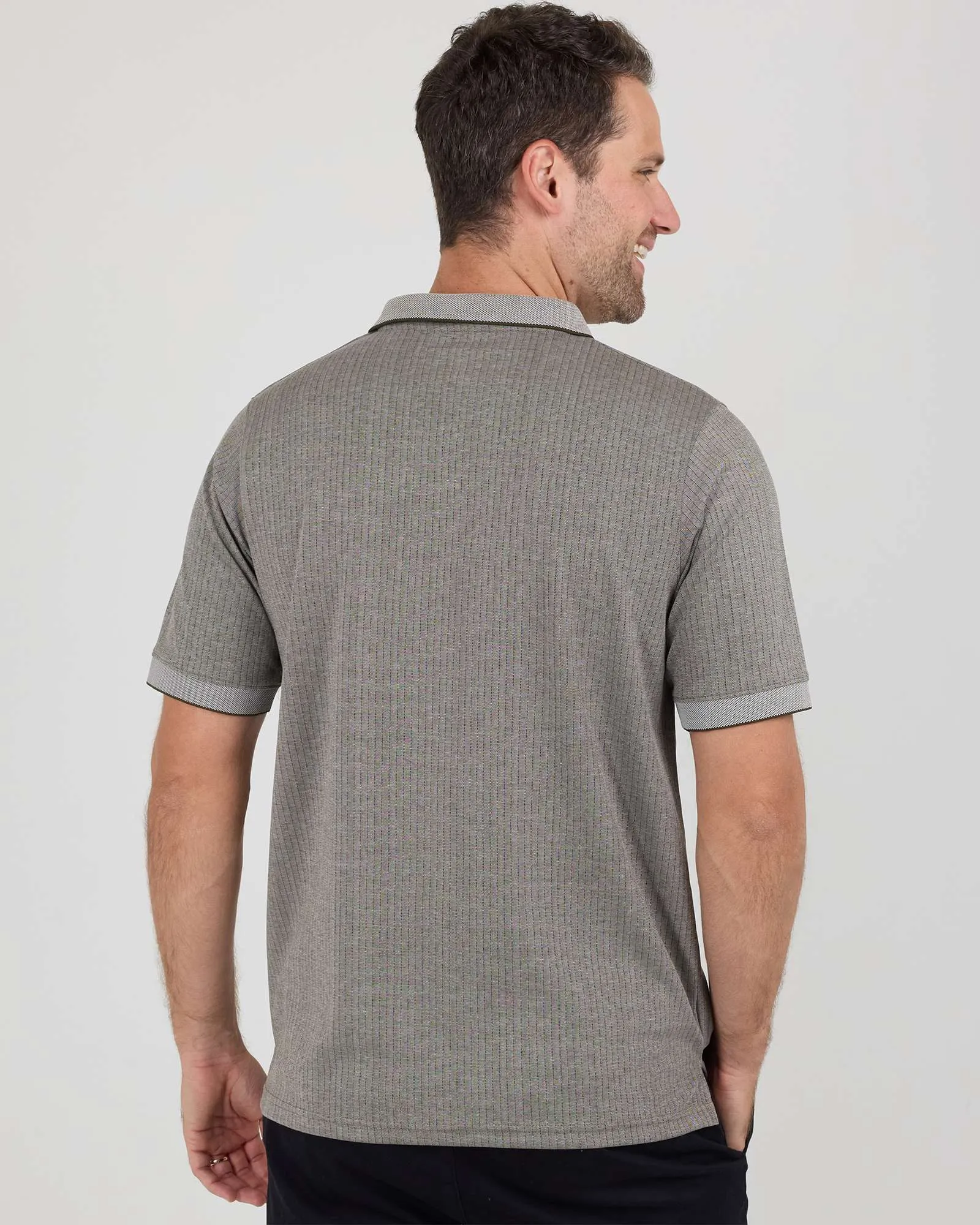 3 Pack: Men's Ribbed CVC SS Polo Shirt With Pocket - Breathable Performance Polo (Available in Big & Tall)