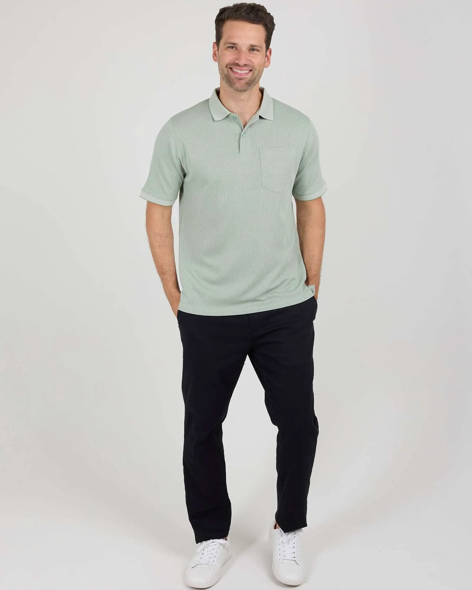 3 Pack: Men's Ribbed CVC SS Polo Shirt With Pocket - Breathable Performance Polo (Available in Big & Tall)