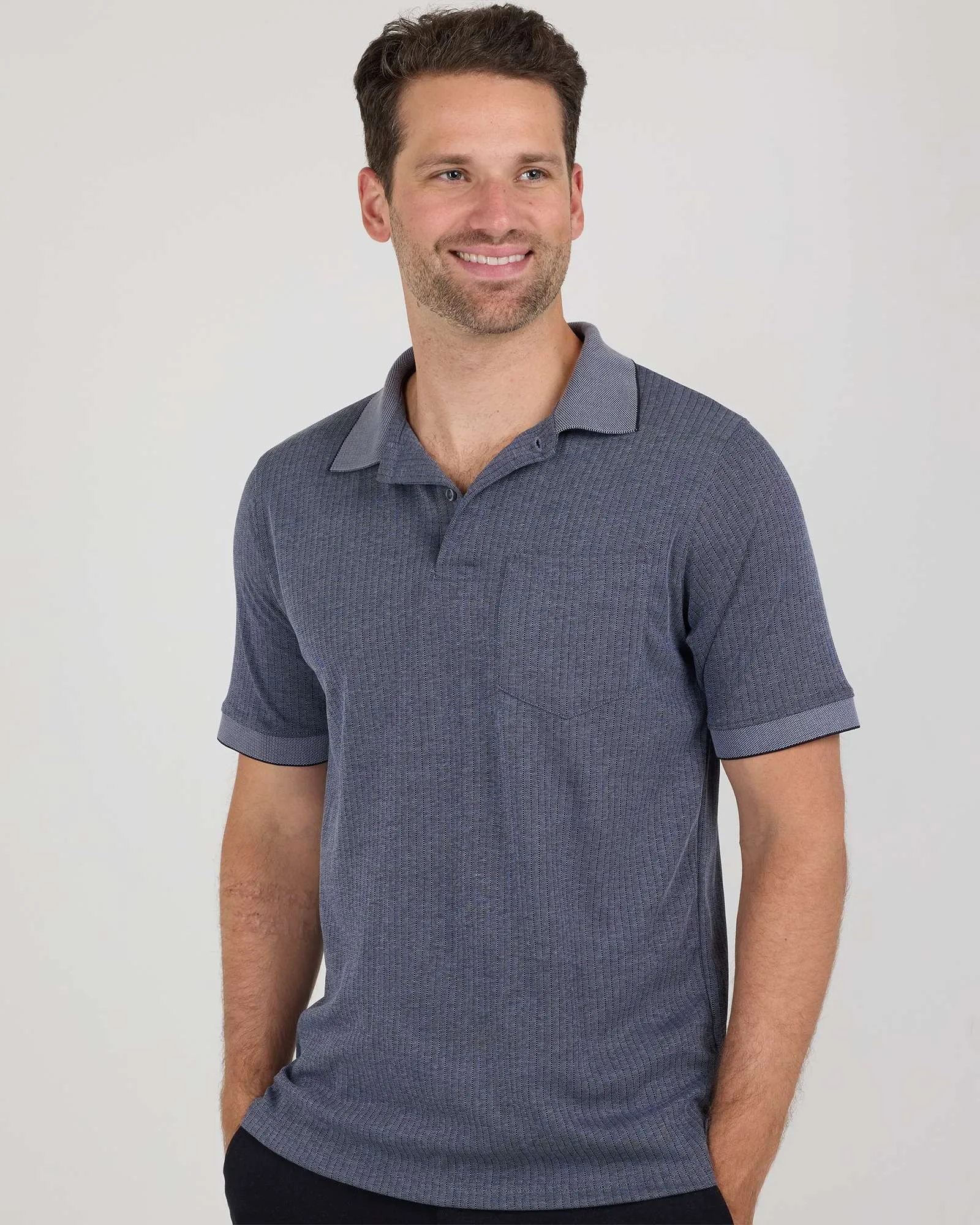 3 Pack: Men's Ribbed CVC SS Polo Shirt With Pocket - Breathable Performance Polo (Available in Big & Tall)