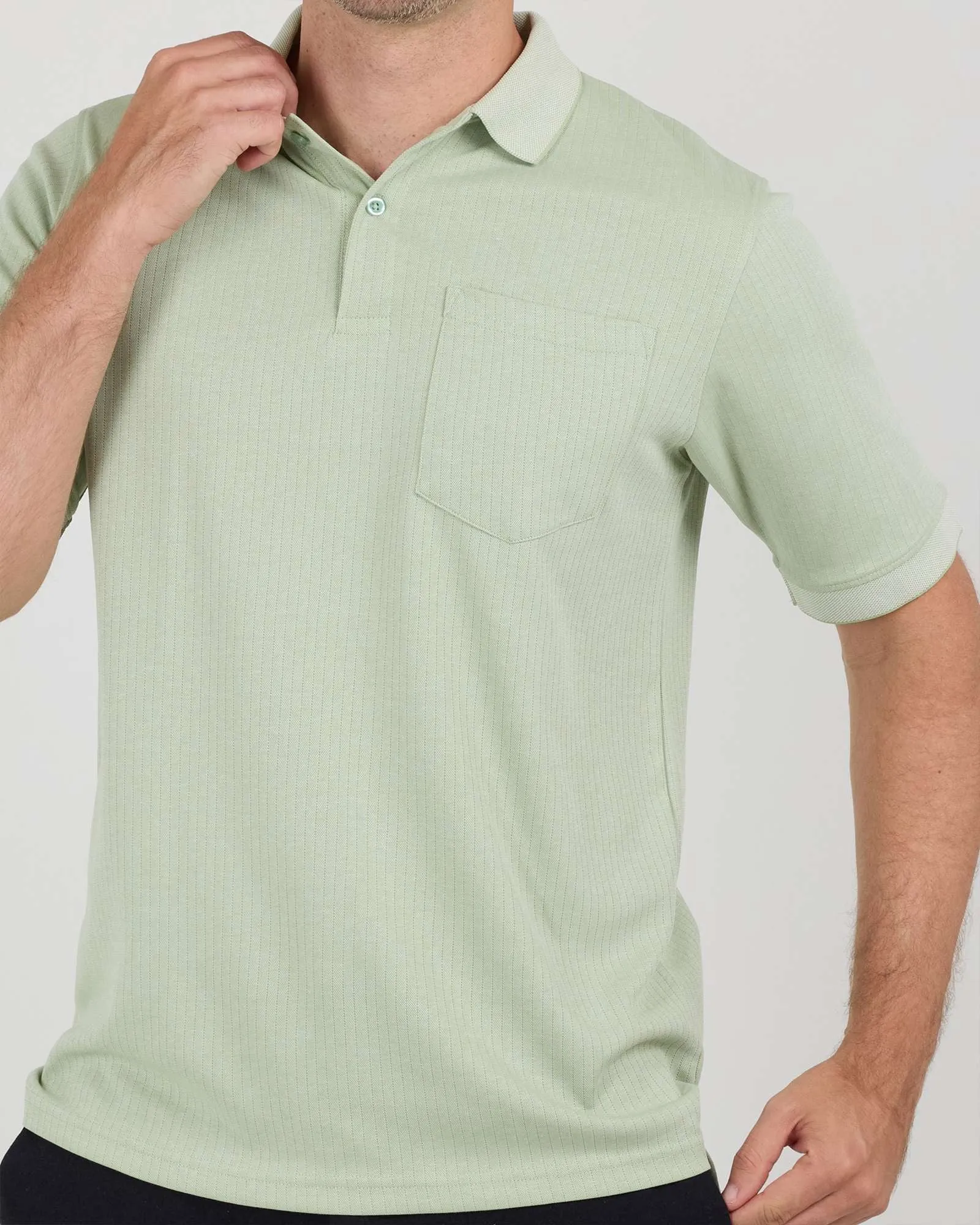 3 Pack: Men's Ribbed CVC SS Polo Shirt With Pocket - Breathable Performance Polo (Available in Big & Tall)