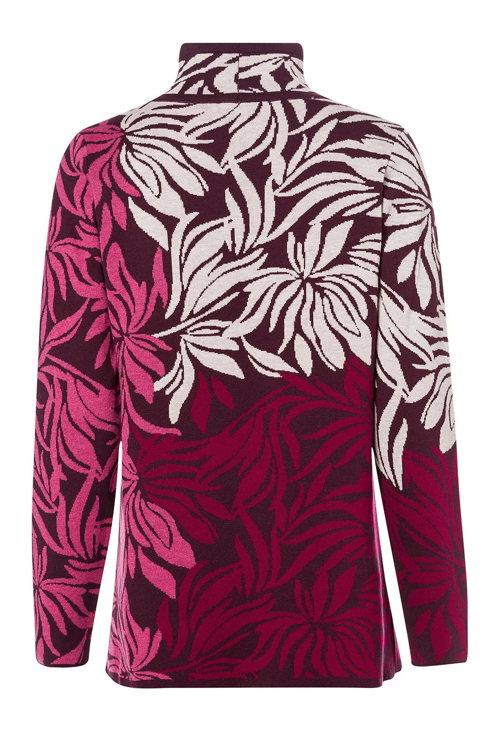 Abstract Floral Mock Neck Sweater