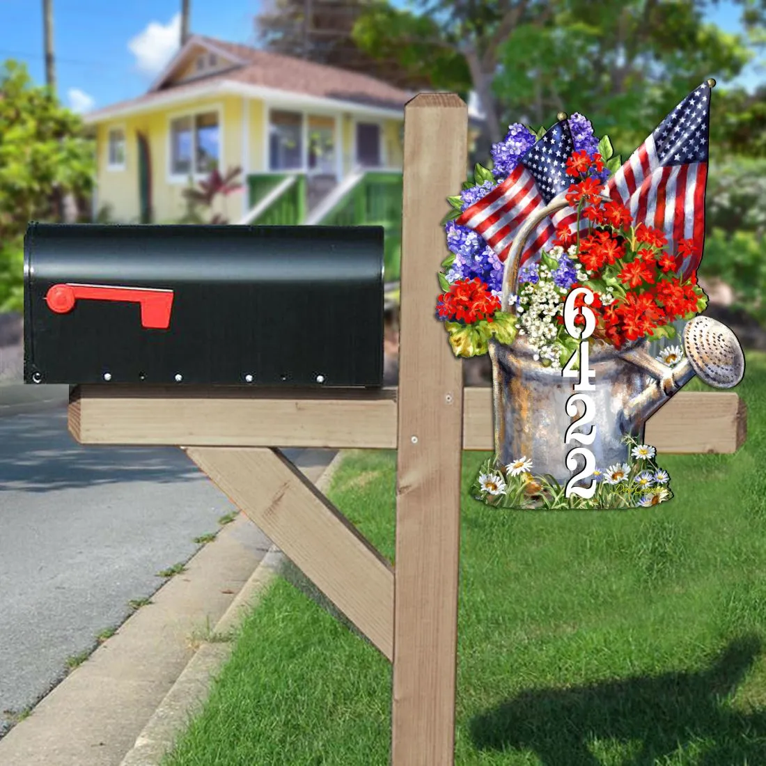 American Flag Summer Bouquet House Number by Gelsinger - American Patriotic Décor - MA8461040-1711