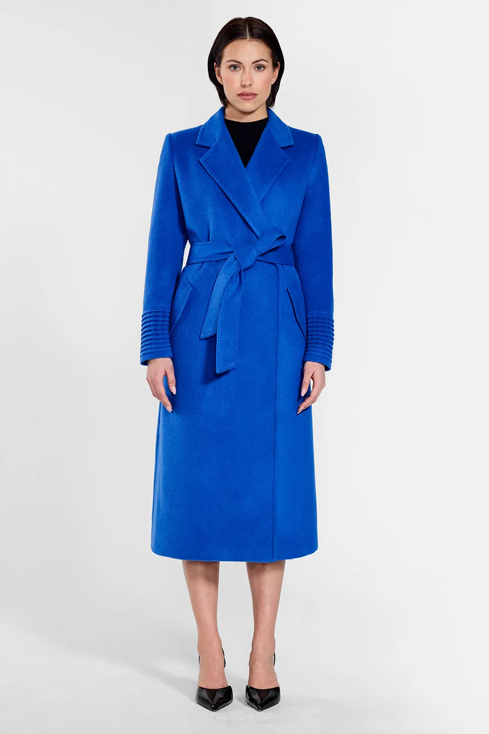 Baby Alpaca Long Notched Collar Wrap Coat