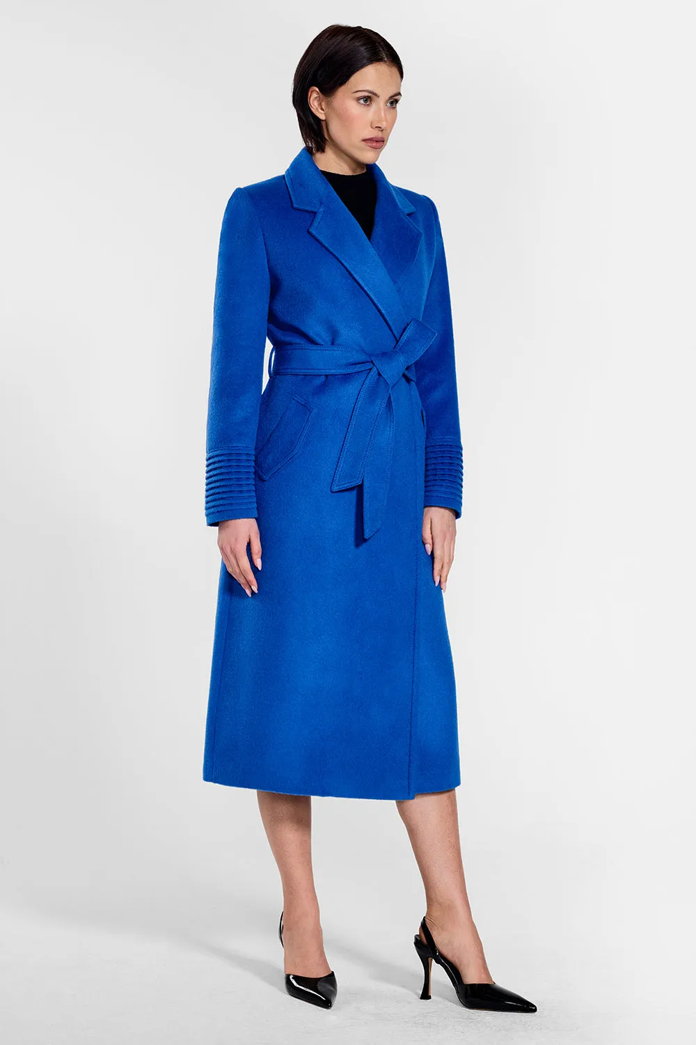 Baby Alpaca Long Notched Collar Wrap Coat