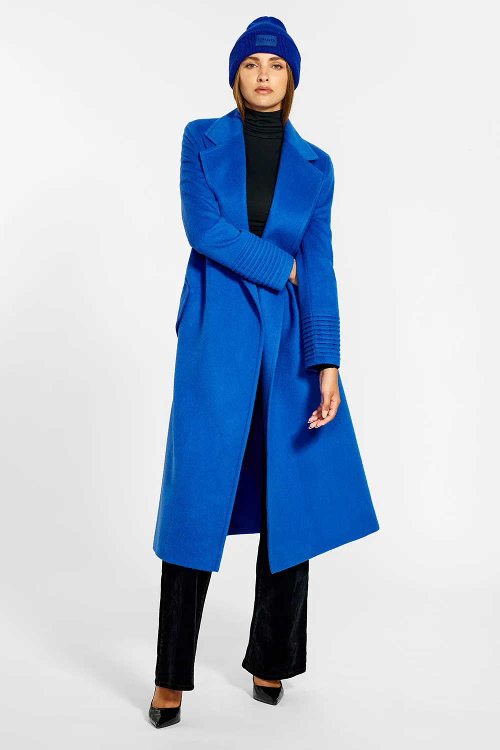 Baby Alpaca Long Notched Collar Wrap Coat