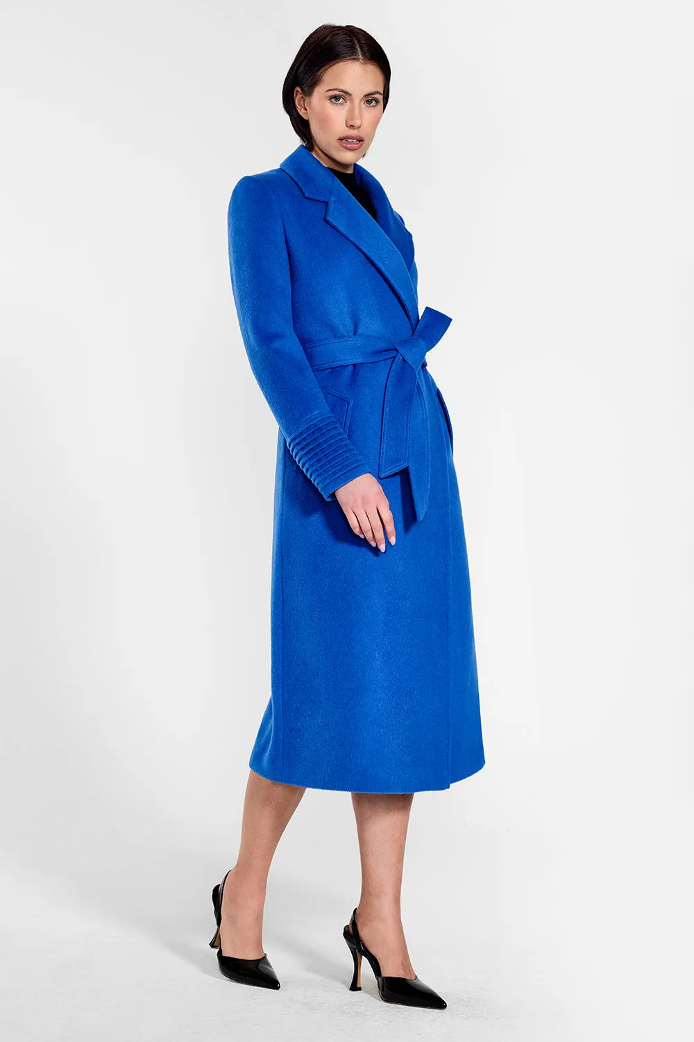 Baby Alpaca Long Notched Collar Wrap Coat