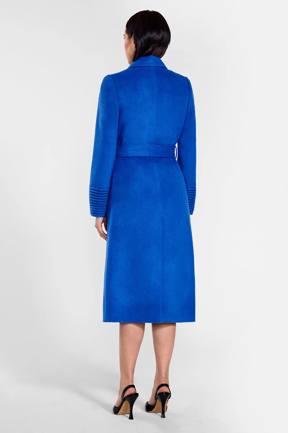 Baby Alpaca Long Notched Collar Wrap Coat