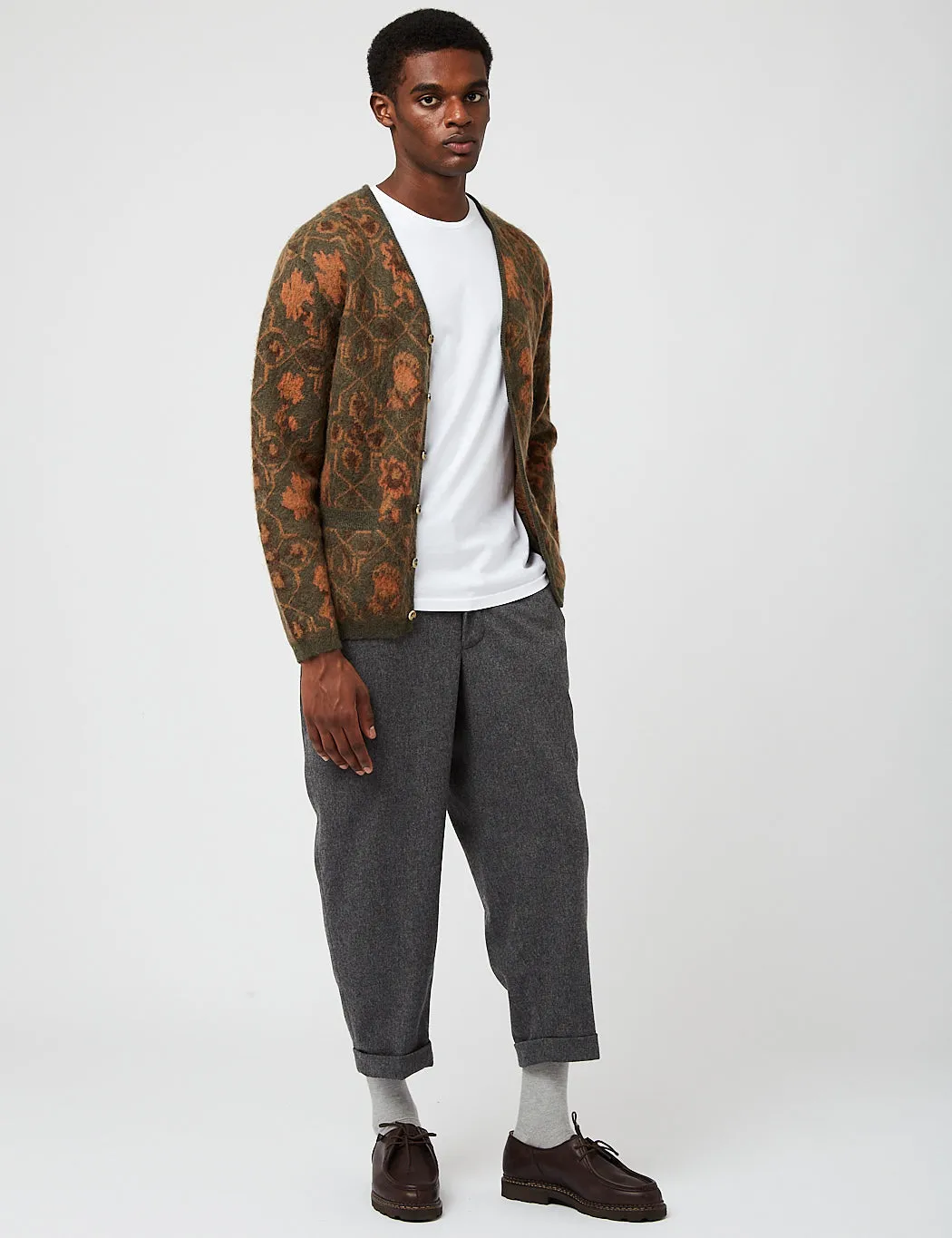 Beams Plus 2 Pleat Flannel Pants - Grey
