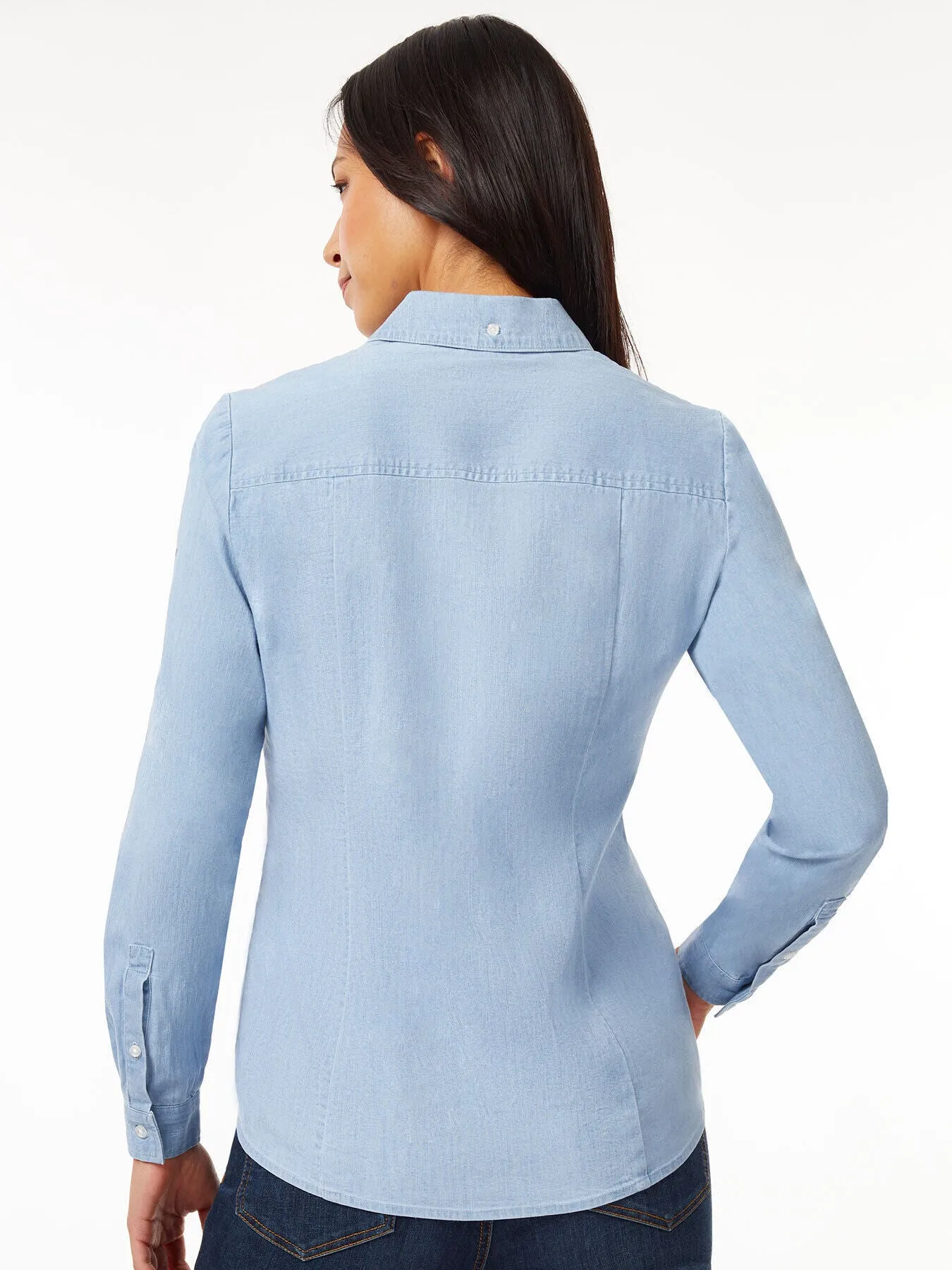 Button-Front Denim Shirt