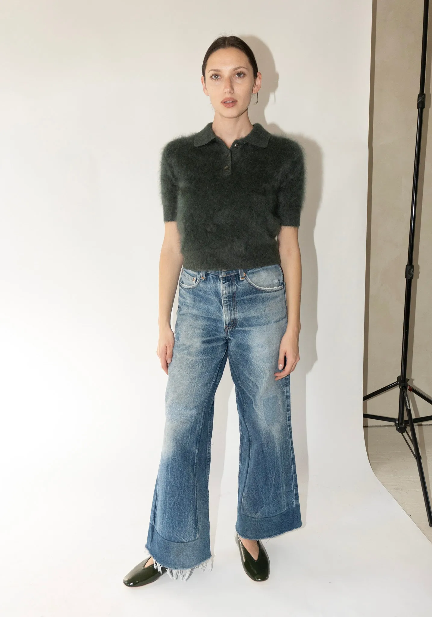 Cashmere Carolyn Sweater in Olive Brushed