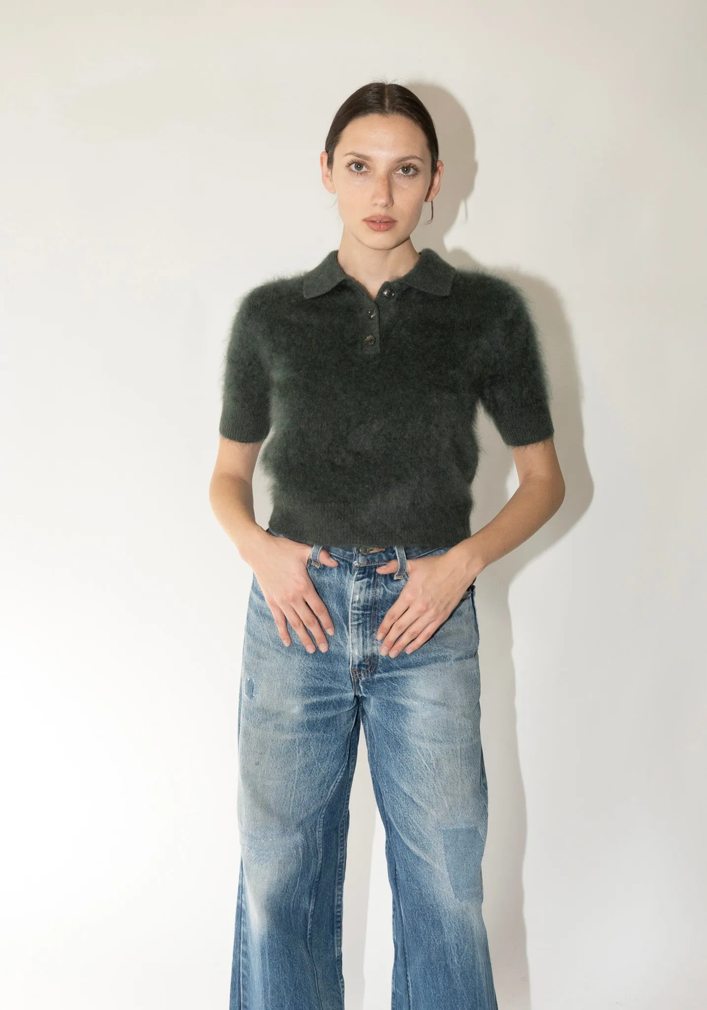 Cashmere Carolyn Sweater in Olive Brushed