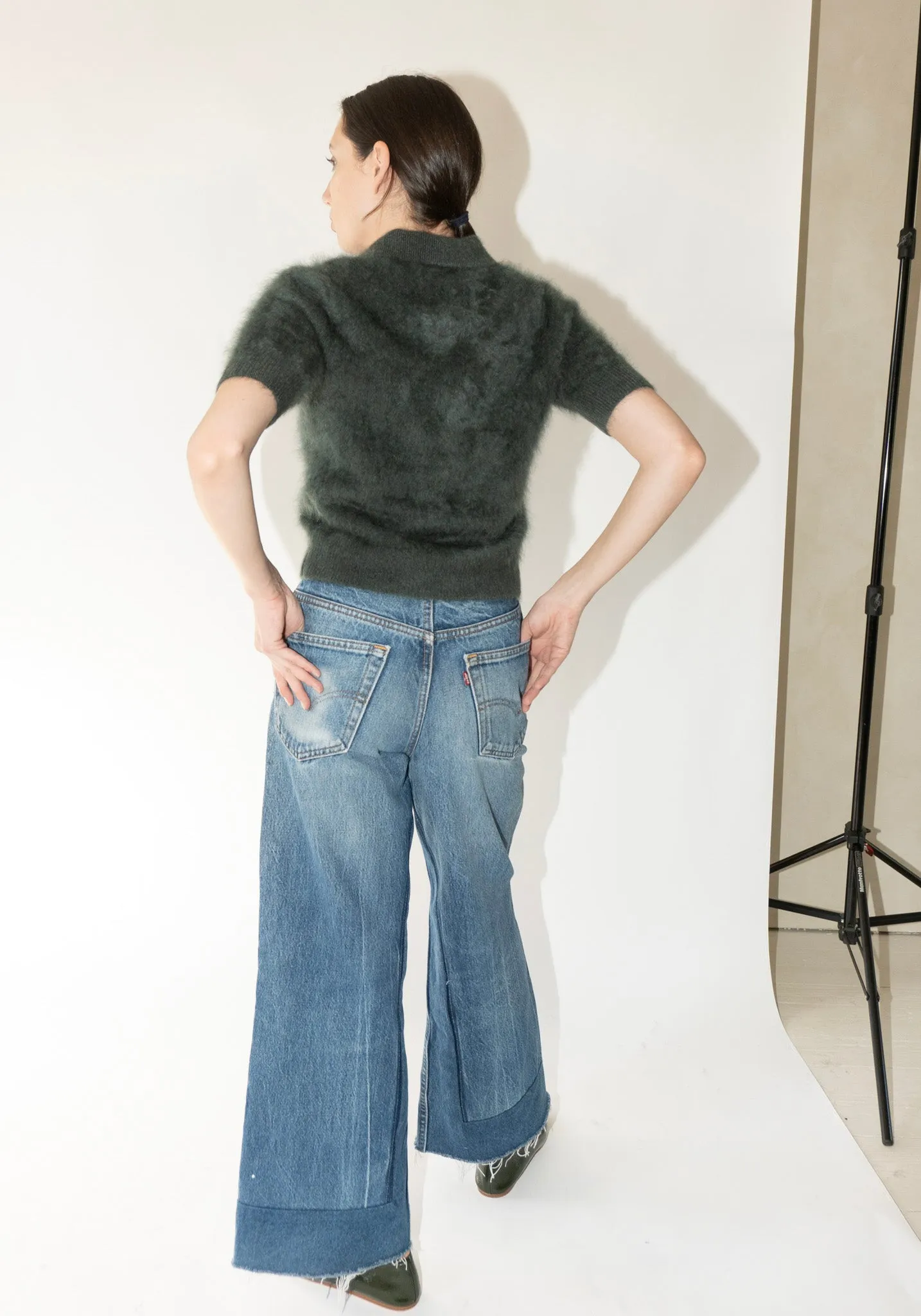 Cashmere Carolyn Sweater in Olive Brushed