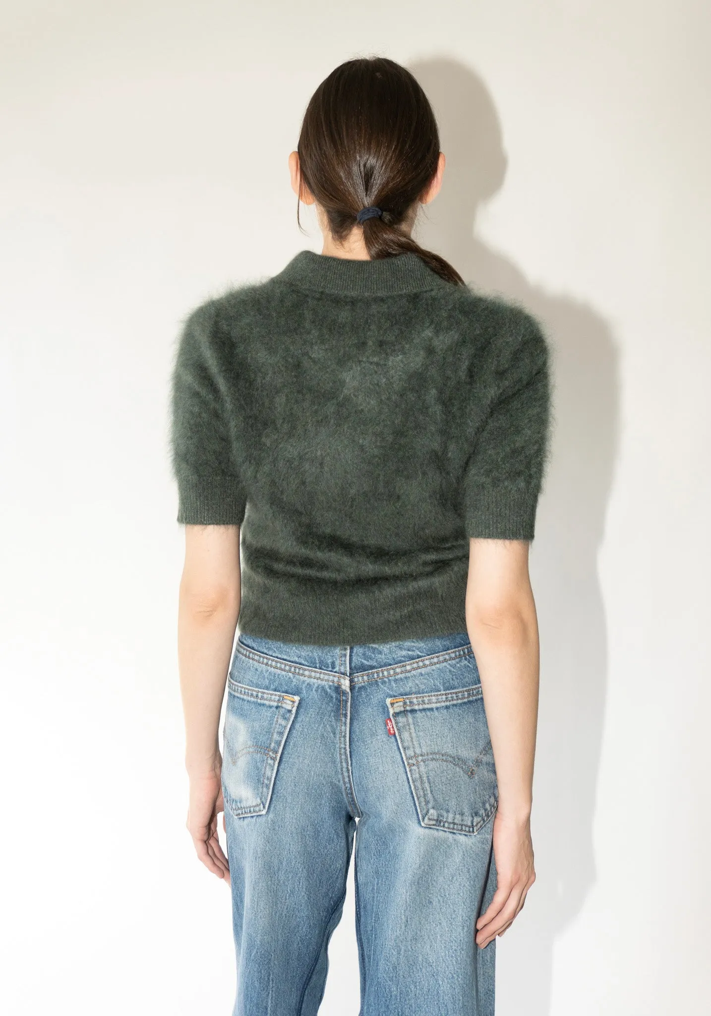 Cashmere Carolyn Sweater in Olive Brushed