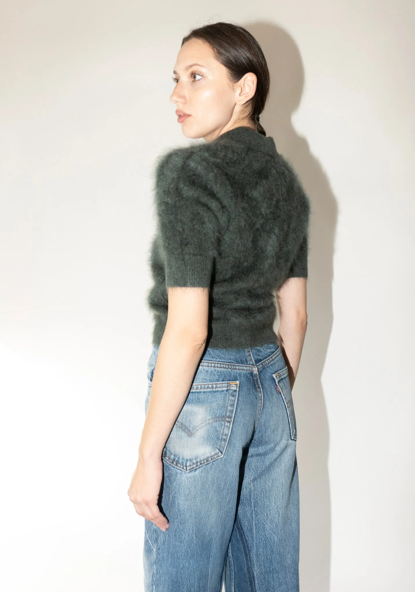 Cashmere Carolyn Sweater in Olive Brushed