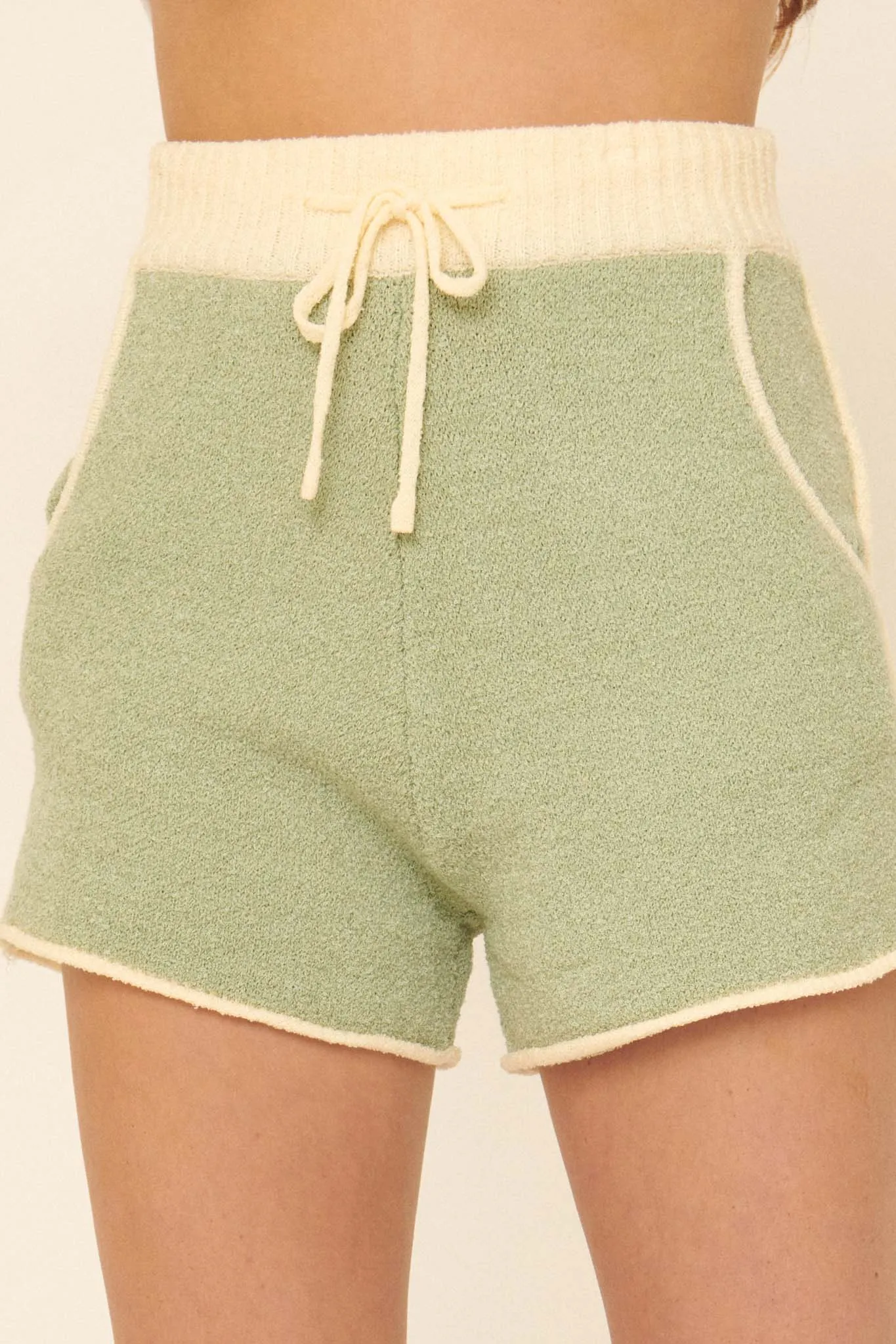 Chill Pill Exposed-Seam Pocket Sweater Shorts