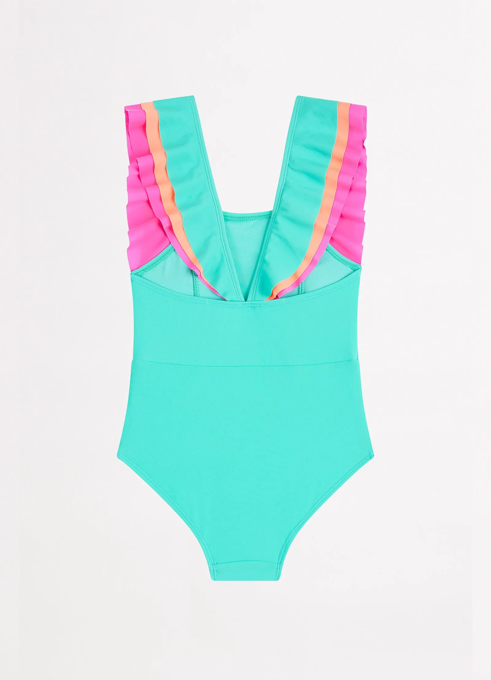 Essentials Girls Colour Blocked One Piece - Splash