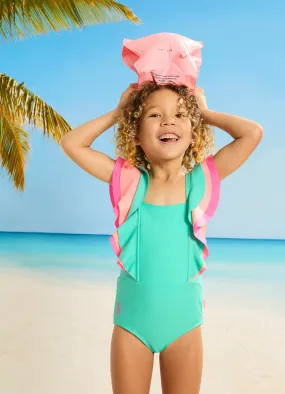 Essentials Girls Colour Blocked One Piece - Splash