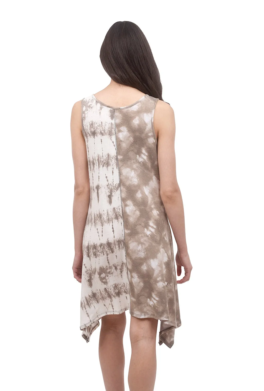 FT Tie-Dye Mix Dress, Taupe
