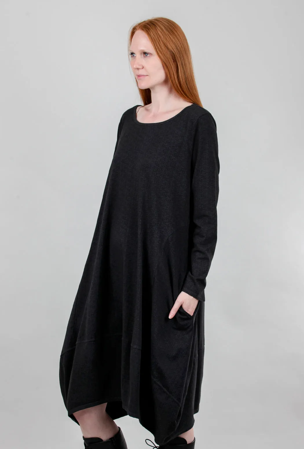 Herringbone Tulip Dress, Coal