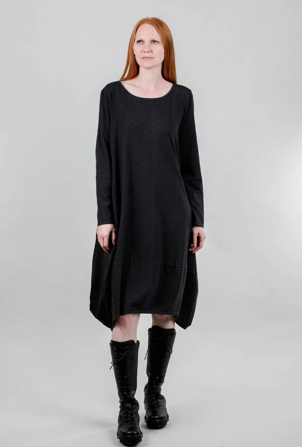 Herringbone Tulip Dress, Coal