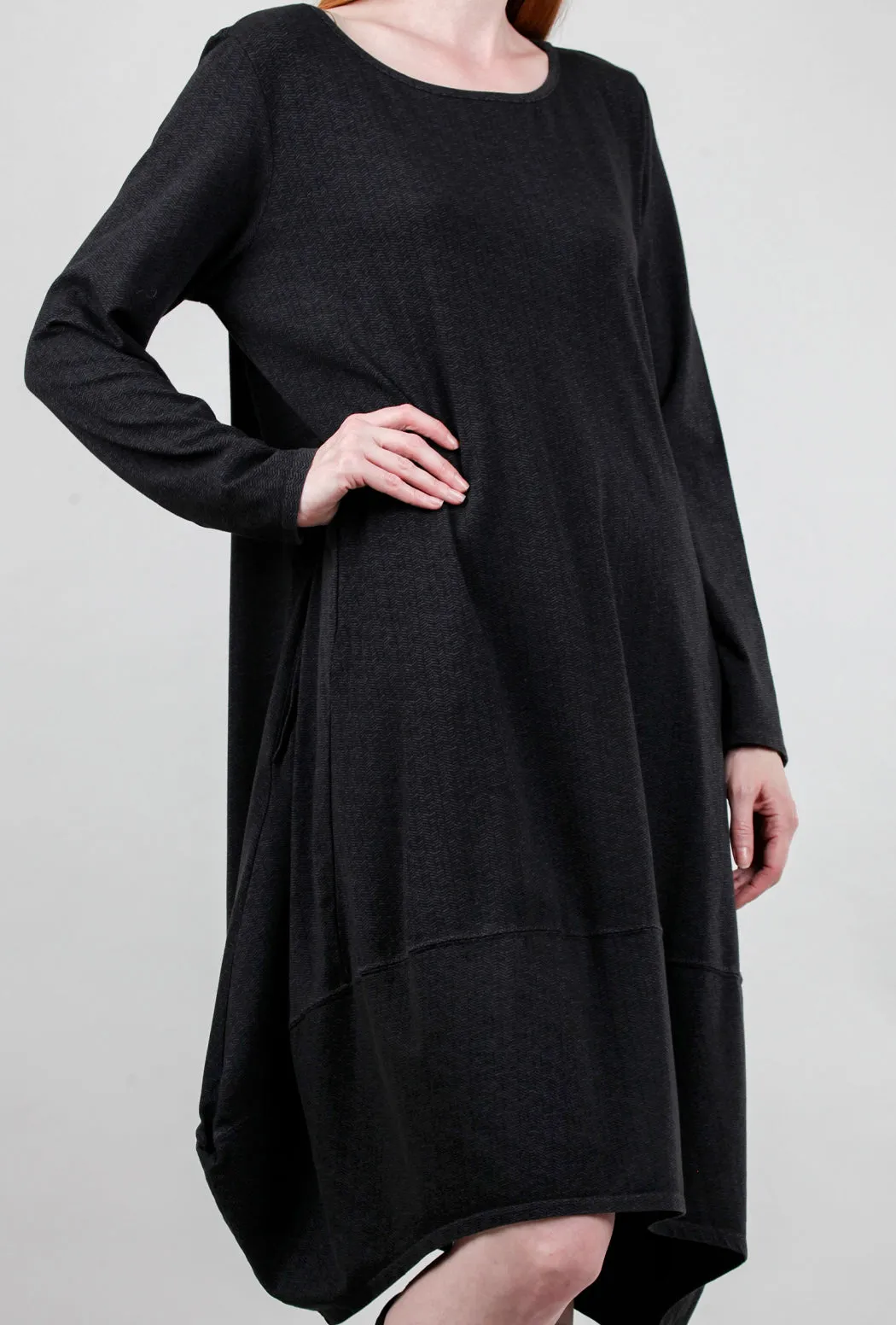 Herringbone Tulip Dress, Coal