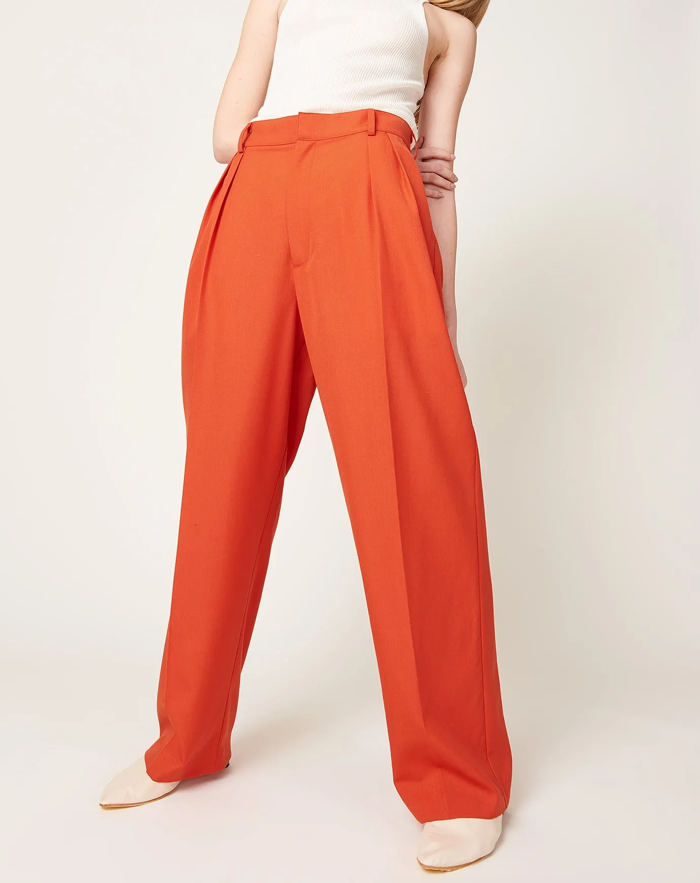 Houghton Pleated Trouser in Tomato