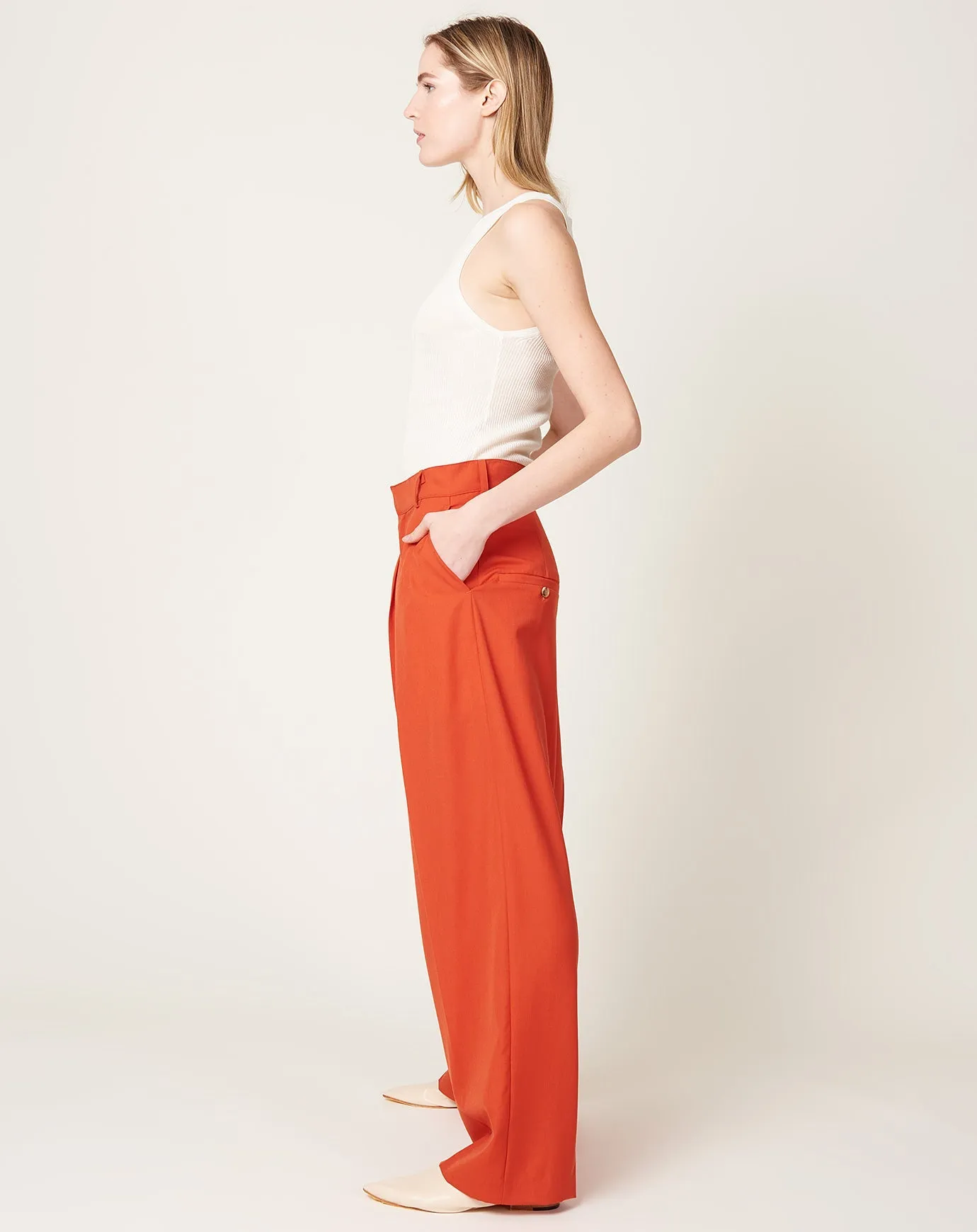 Houghton Pleated Trouser in Tomato