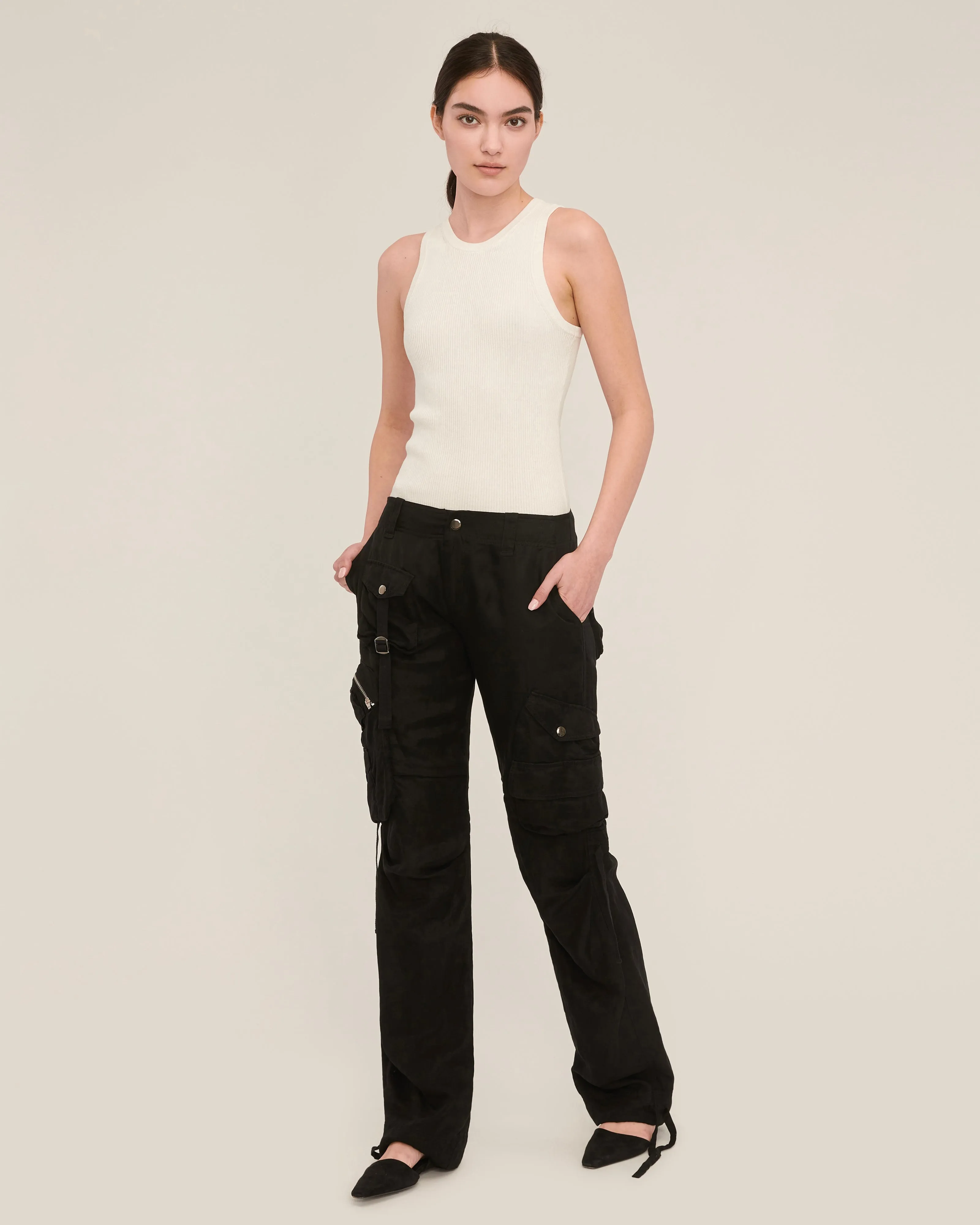 Jackson Low Rise Washed Cargo Pant in Soot