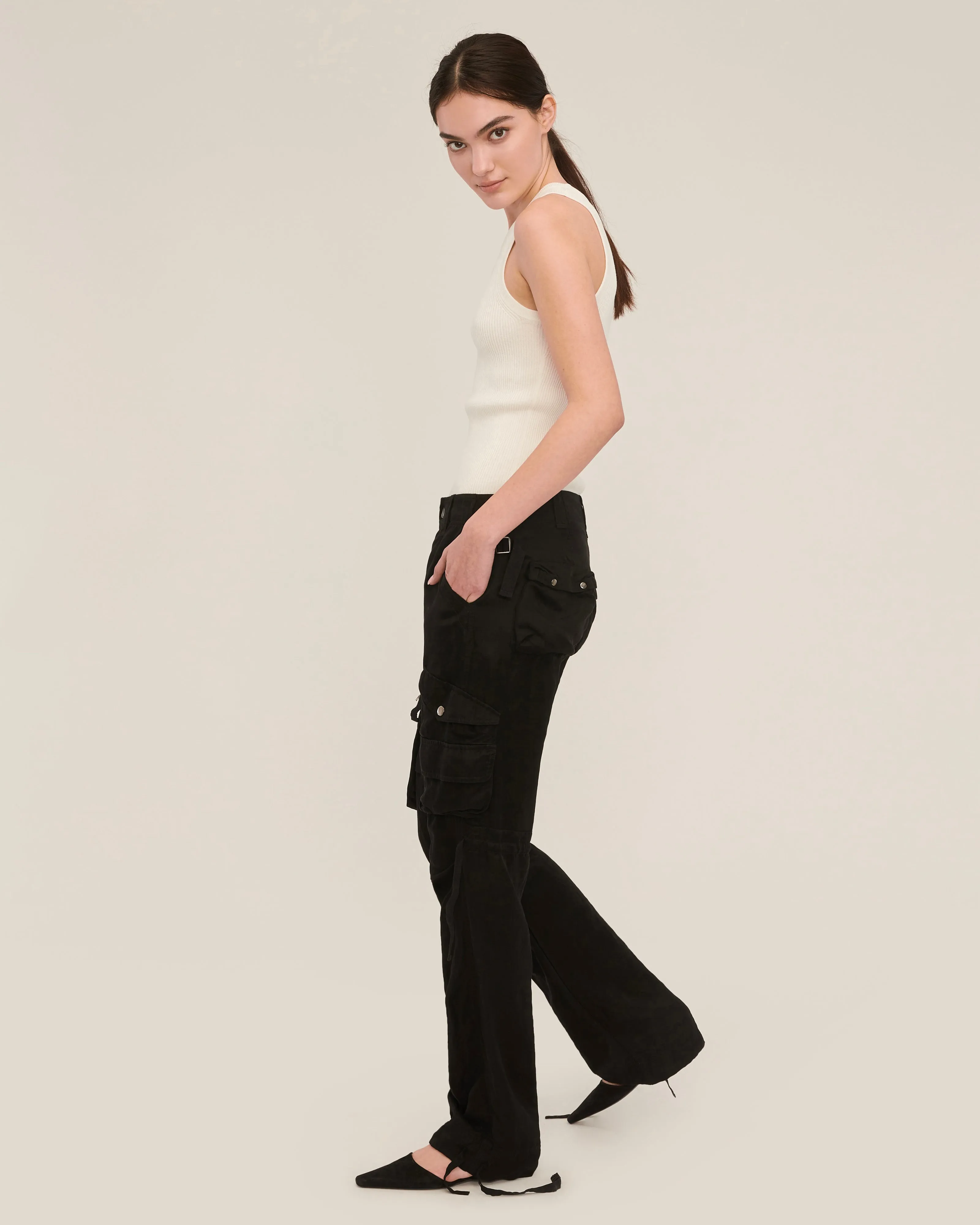 Jackson Low Rise Washed Cargo Pant in Soot