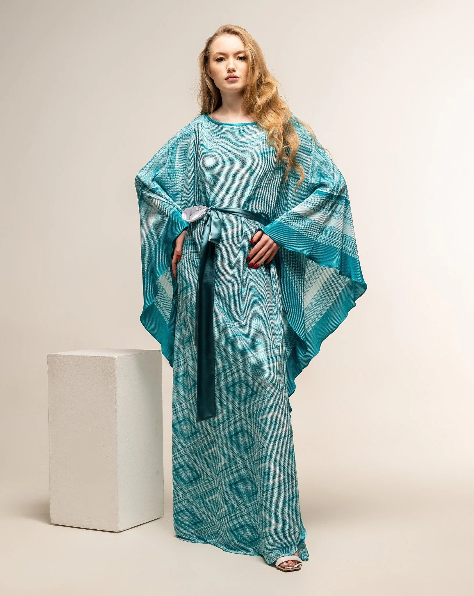 Pleated Print Kaftan