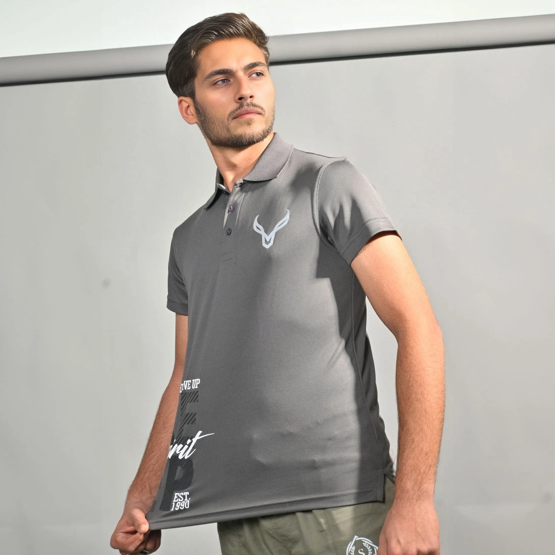 Polo Republica Men's Keep Spirit Printed Activewear Polo Shirt