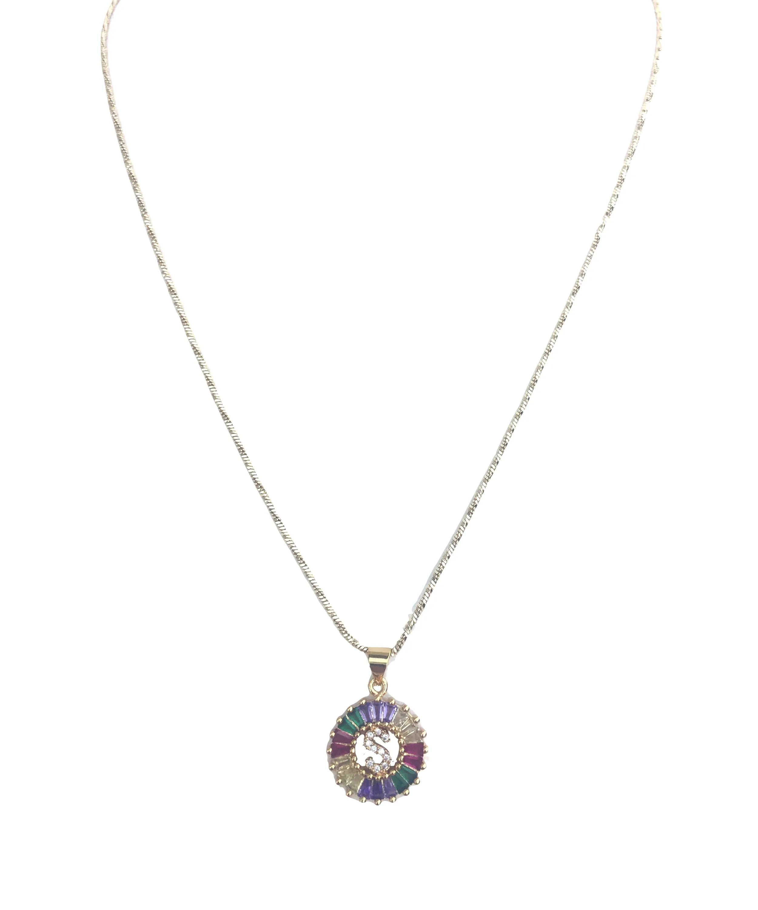Rainbow Initial Necklace