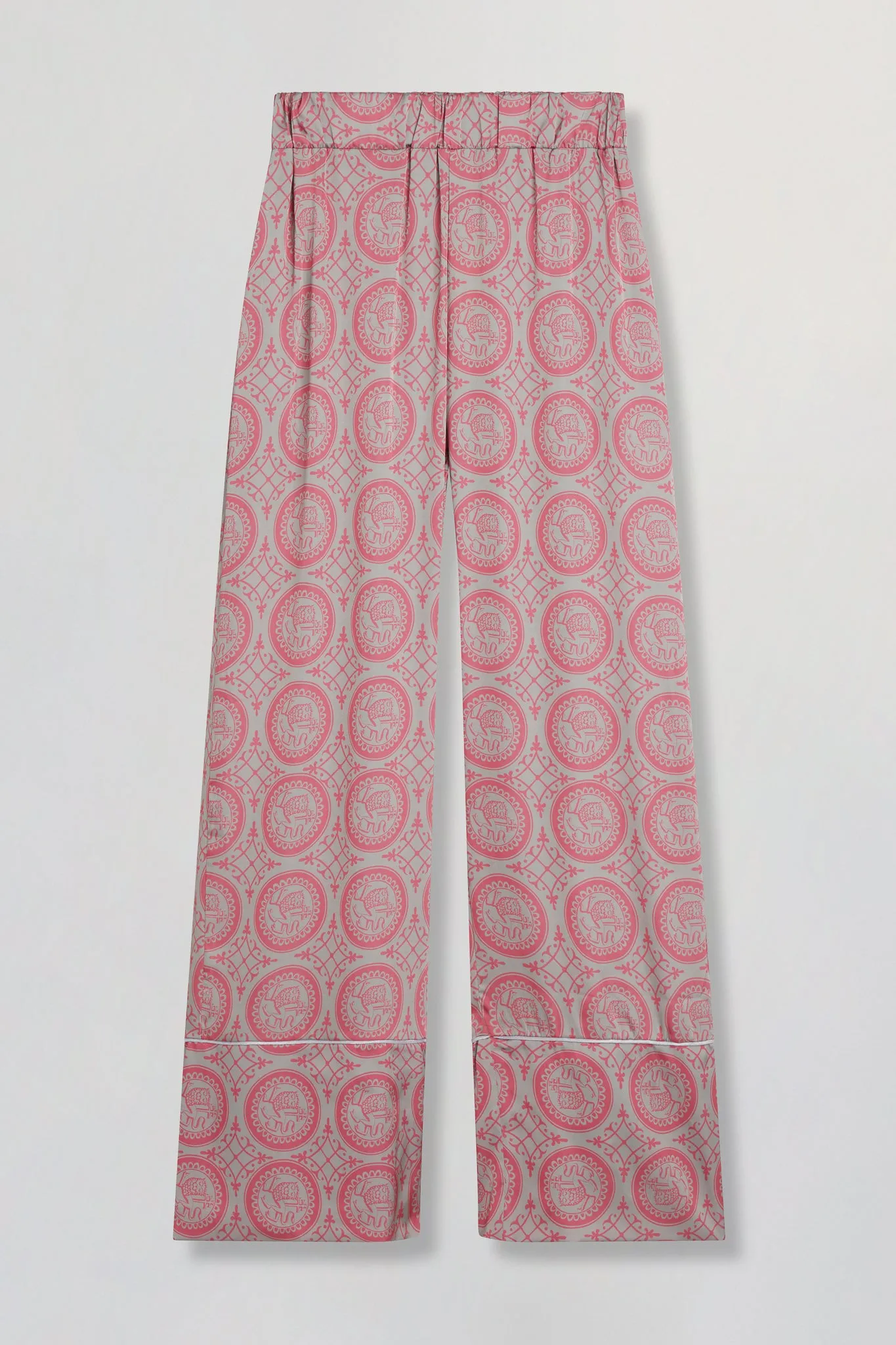 Satin wide leg pants in pink heritage print