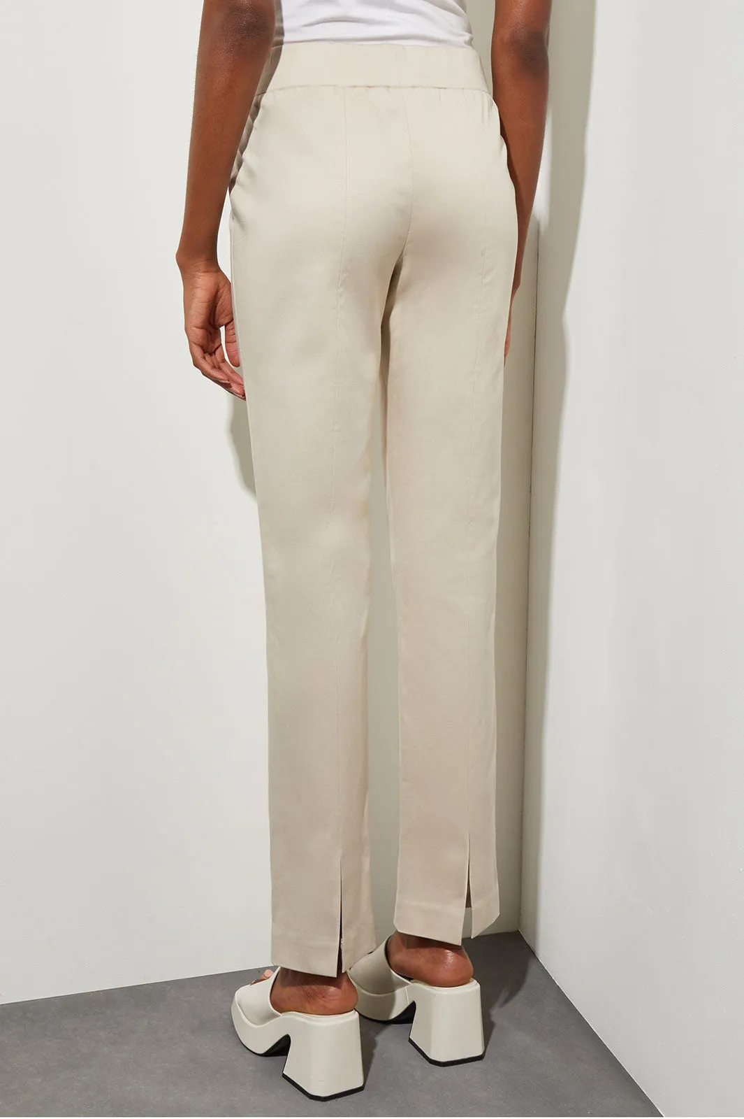 Stretch Cotton Tencel Straight-Leg Pants