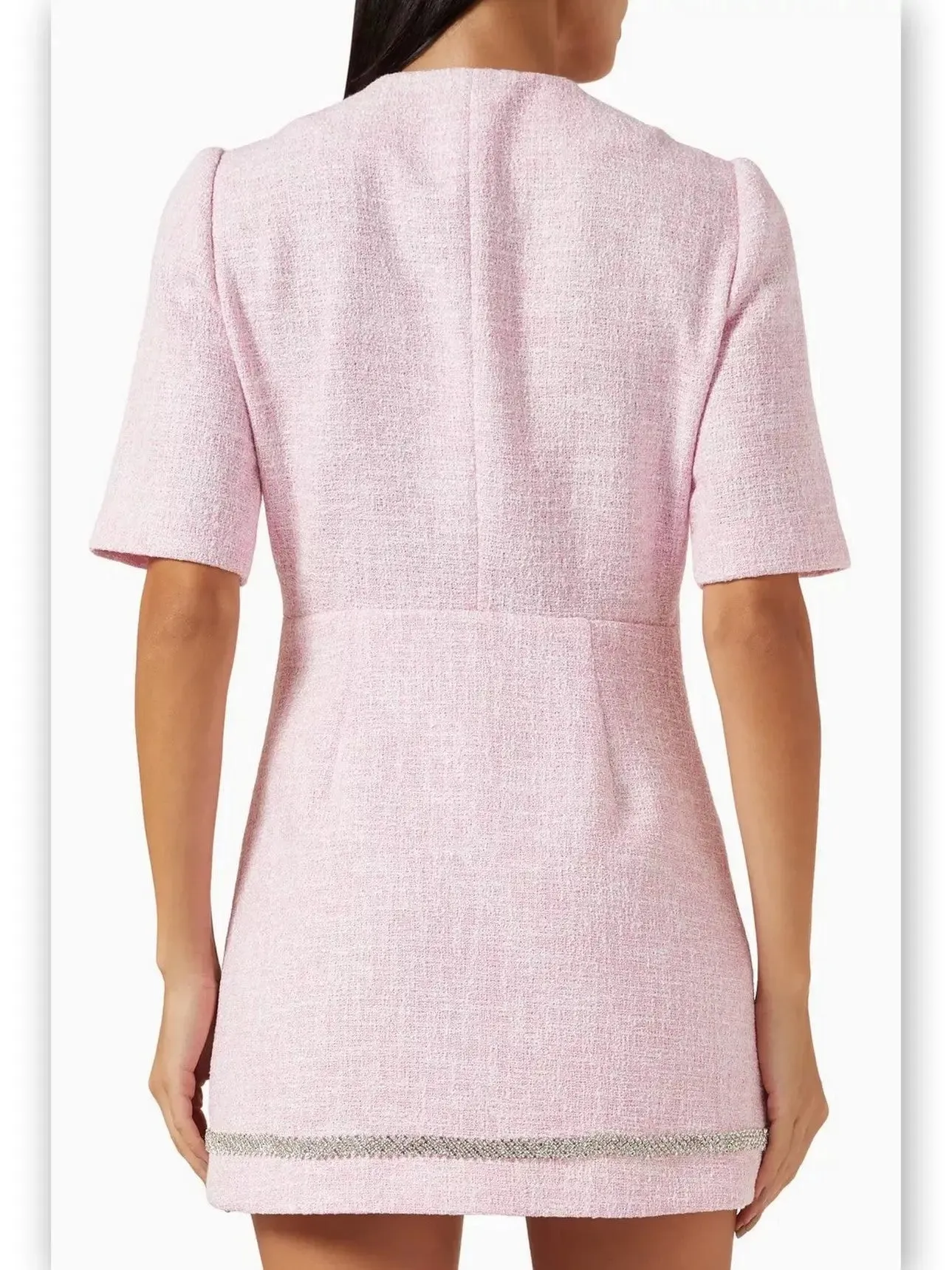Women’s Crystal-Embellished Pink Tweed Playsuit