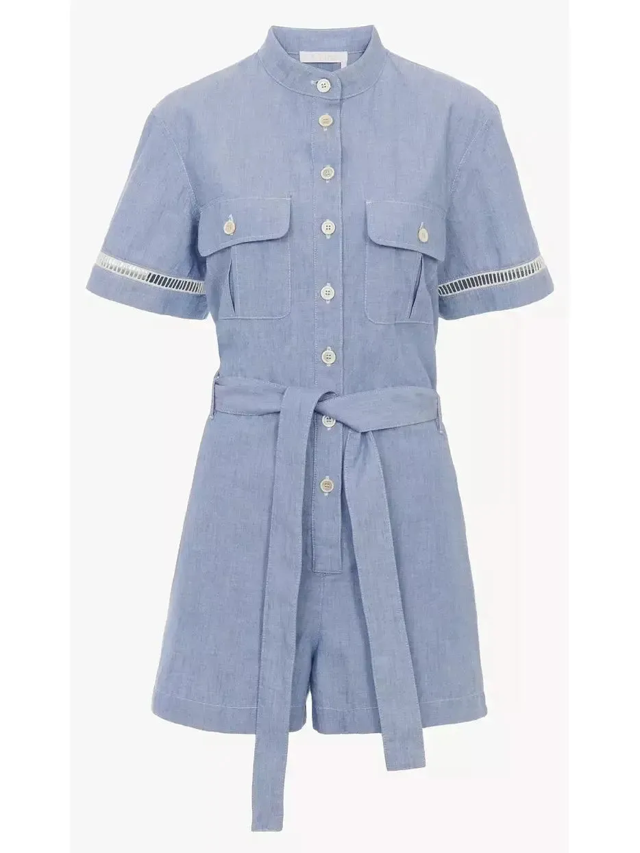 Women’s Denim Chambray Short-Sleeve Jumpsuit