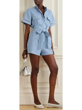 Women’s Denim Chambray Short-Sleeve Jumpsuit